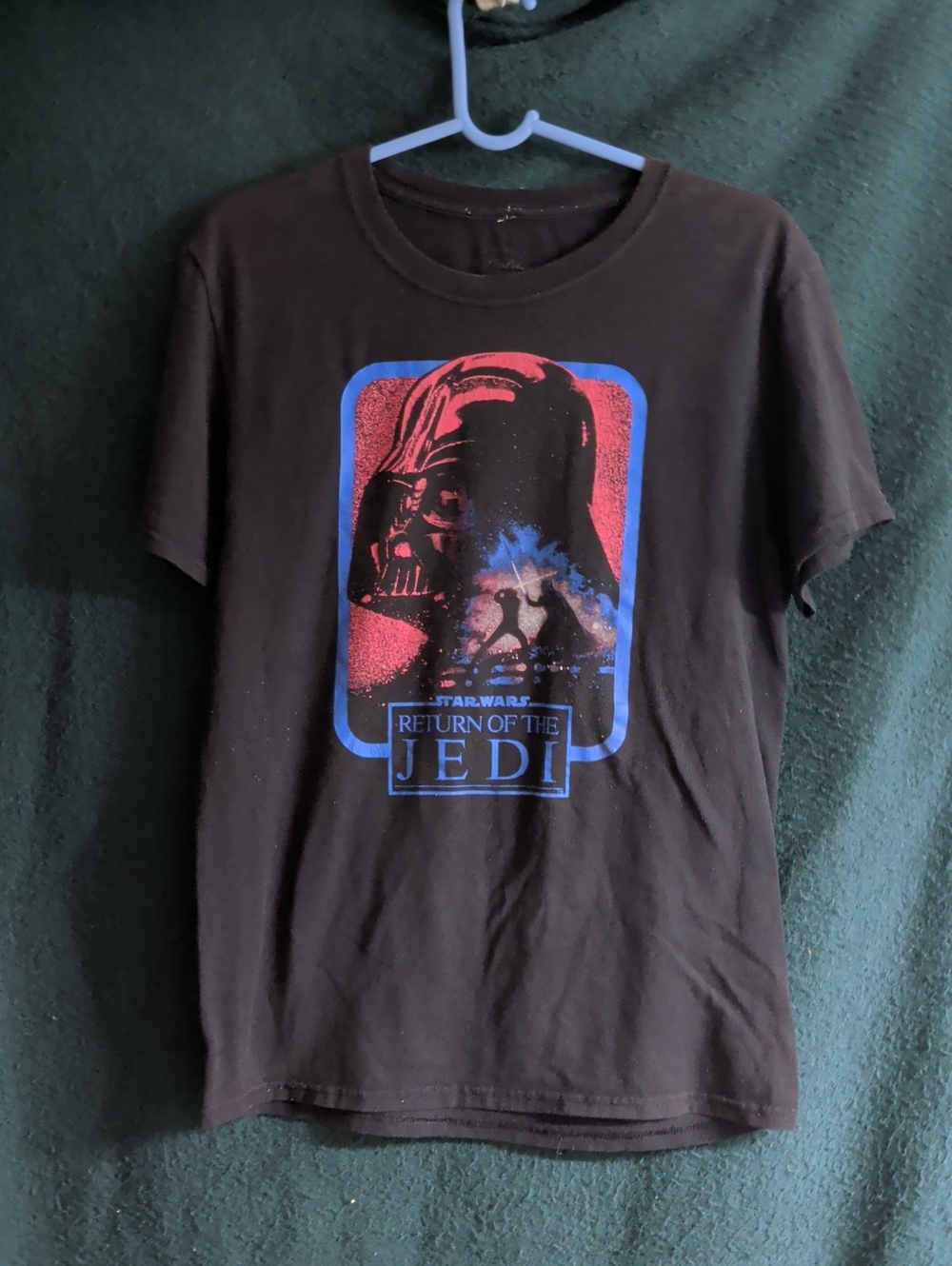 Star Wars Black Return of the Jedi Graphic Tee with Red & Blue Print